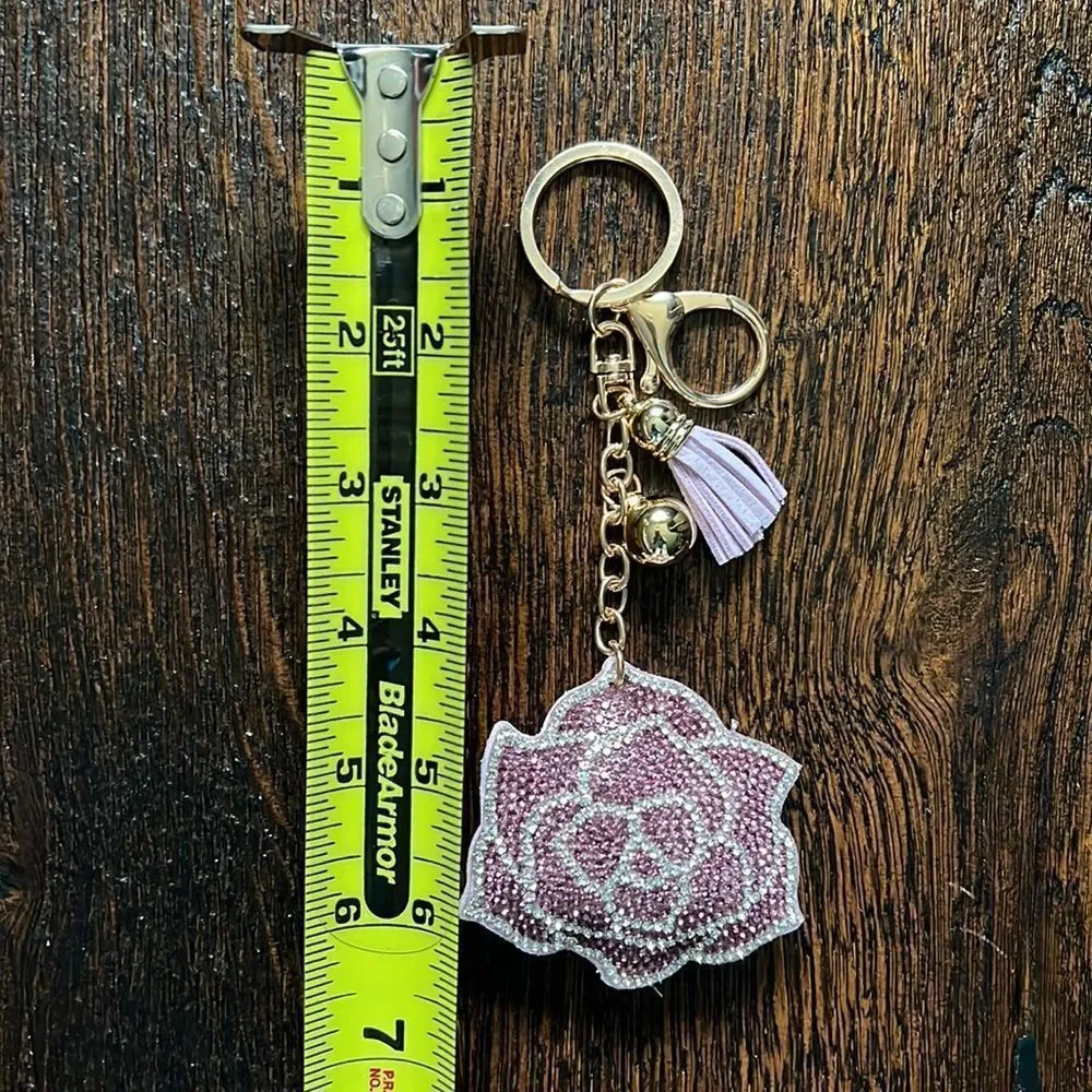 Sparkly Rose Keychain Bag Charm - New in packaging